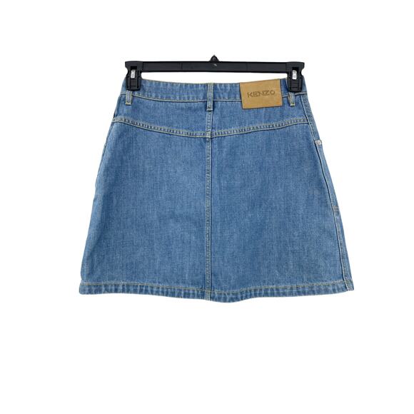 KENZO Skirt Womens 38 US 6 Denim Mini Short A Line Front Pockets Blue NWT - Picture 2 of 7
